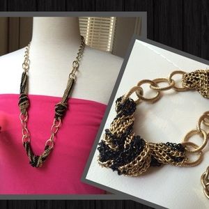 Gold & black knotted strand necklace